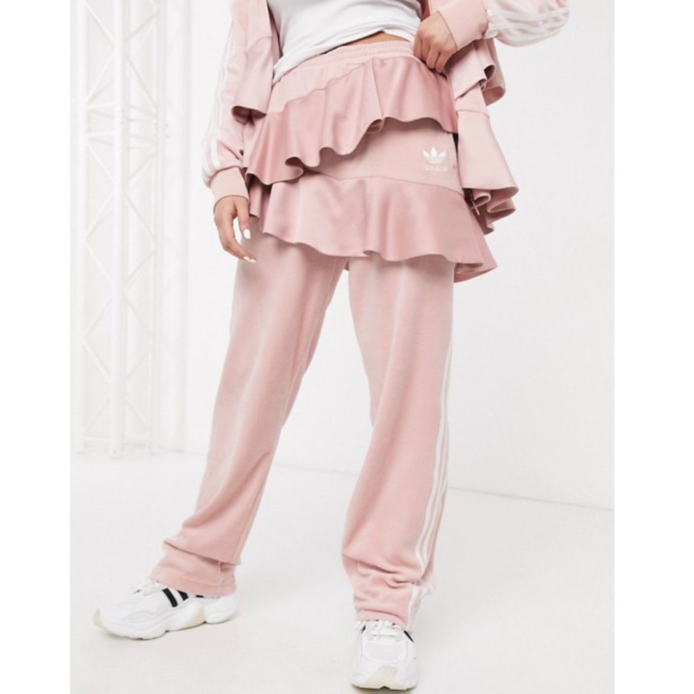 adidas Originals x J KOO velour ruffle track pants